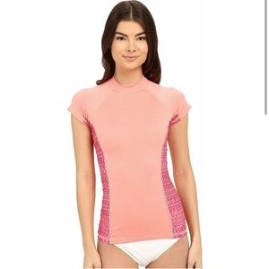 Rip Curl Women's Trestles Surf UV Rashguard Tee T-Shirt - Pink